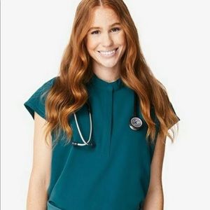 Figs Caribbean blue scrub top xs